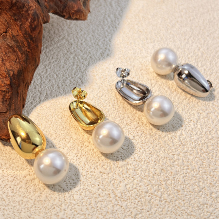 Boucles d'oreilles puces classiques en acier inoxydable, couleur or, imperméables, en forme de goutte