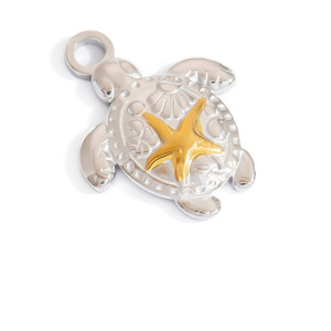 Pendentif Tortue Mignon En Acier Inoxydable Couleur Or Pour Femme, Série Simple, 1 Pièce h5 Image5