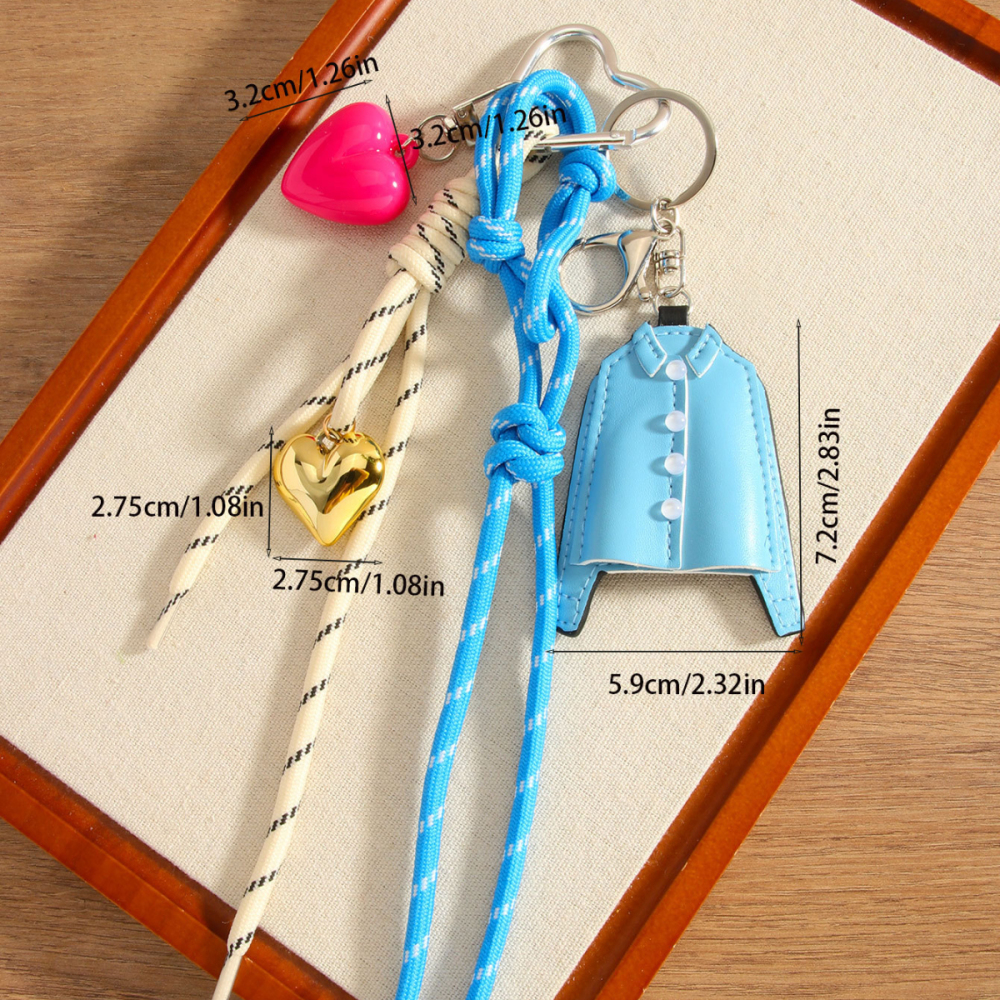 Porte-Clés En Pu Bleu Pour Chemise, Pendentif De Sac En Corde Tressée Image7
