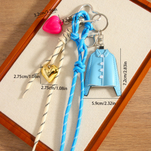 Porte-Clés En Pu Bleu Pour Chemise, Pendentif De Sac En Corde Tressée h5 Image7