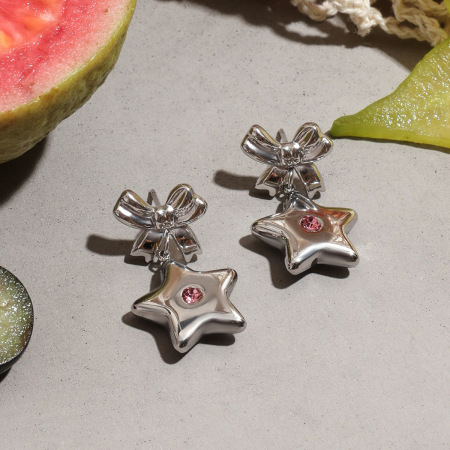 Boucles d'oreilles pendantes en acier inoxydable imperméables, style tendance et élégant, en forme d'étoile