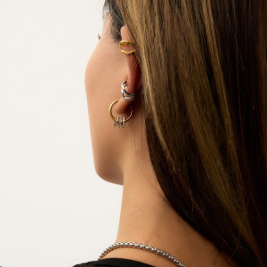 Boucles D'Oreilles Manchettes D'Oreille Simples, En Acier Inoxydable Uni, Étanches, Couleur Or h5 Image3