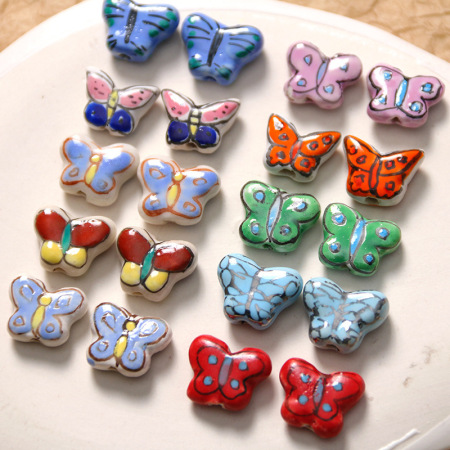 1 pièce de perles en céramique papillon naturel pour bijoux à faire soi-même 2