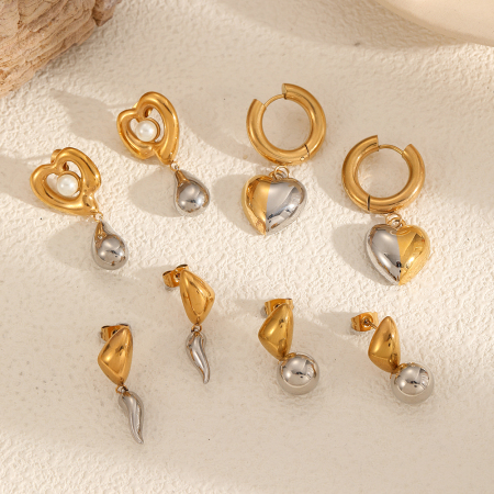 Boucles d'oreilles puces modernes pour femmes, en acier inoxydable imperméable, géométriques, couleur or et argent