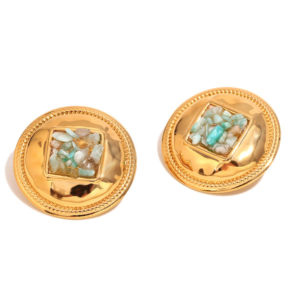 Boucles D'Oreilles Femme Vintage Légères Et Luxueuses En Acier Inoxydable Imperméable, Motif Étoile De Mer Et Contraste De Couleurs. Image3
