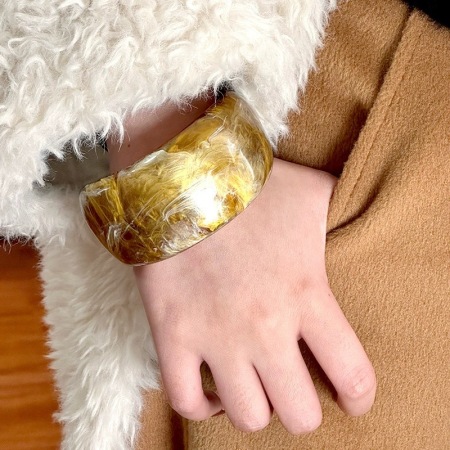Bracelet femme haut de gamme marron, large, à motifs géométriques ronds mélangés 2