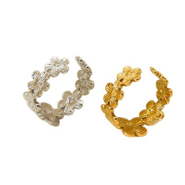 Bagues Pour Femmes En Acier Inoxydable Doré, Étanches, En Forme De Fleur, Légères Et Luxueuses Image5