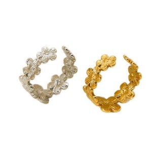 Bagues Pour Femmes En Acier Inoxydable Doré, Étanches, En Forme De Fleur, Légères Et Luxueuses h5 Image5