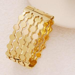 Bracelet Jonc Moderne Élégant À Motif Annulaire Patchwork En Acier Inoxydable Imperméable Couleur Or (1 Pièce) h5 Image3