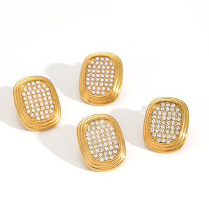 Boucles D'Oreilles Puces Luxueuses En Acier Inoxydable Étanche Couleur Or h5 Image3