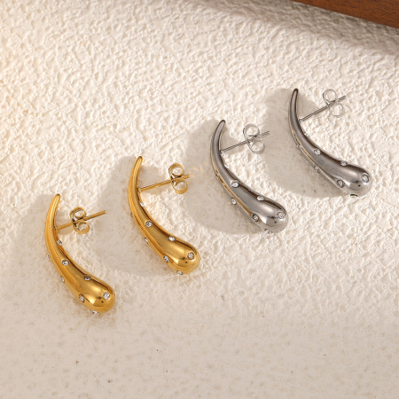 Boucles d'oreilles pendantes en acier inoxydable étanches 2