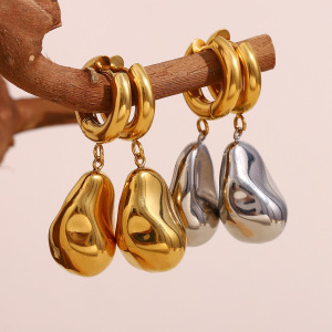 Boucles D'Oreilles Légères Et Élégantes En Acier Inoxydable Doré Pour Femmes h5 Image3
