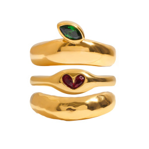 Bague Minimaliste En Acier Inoxydable Couleur Or Avec Cœur Ins Style h5 Image4