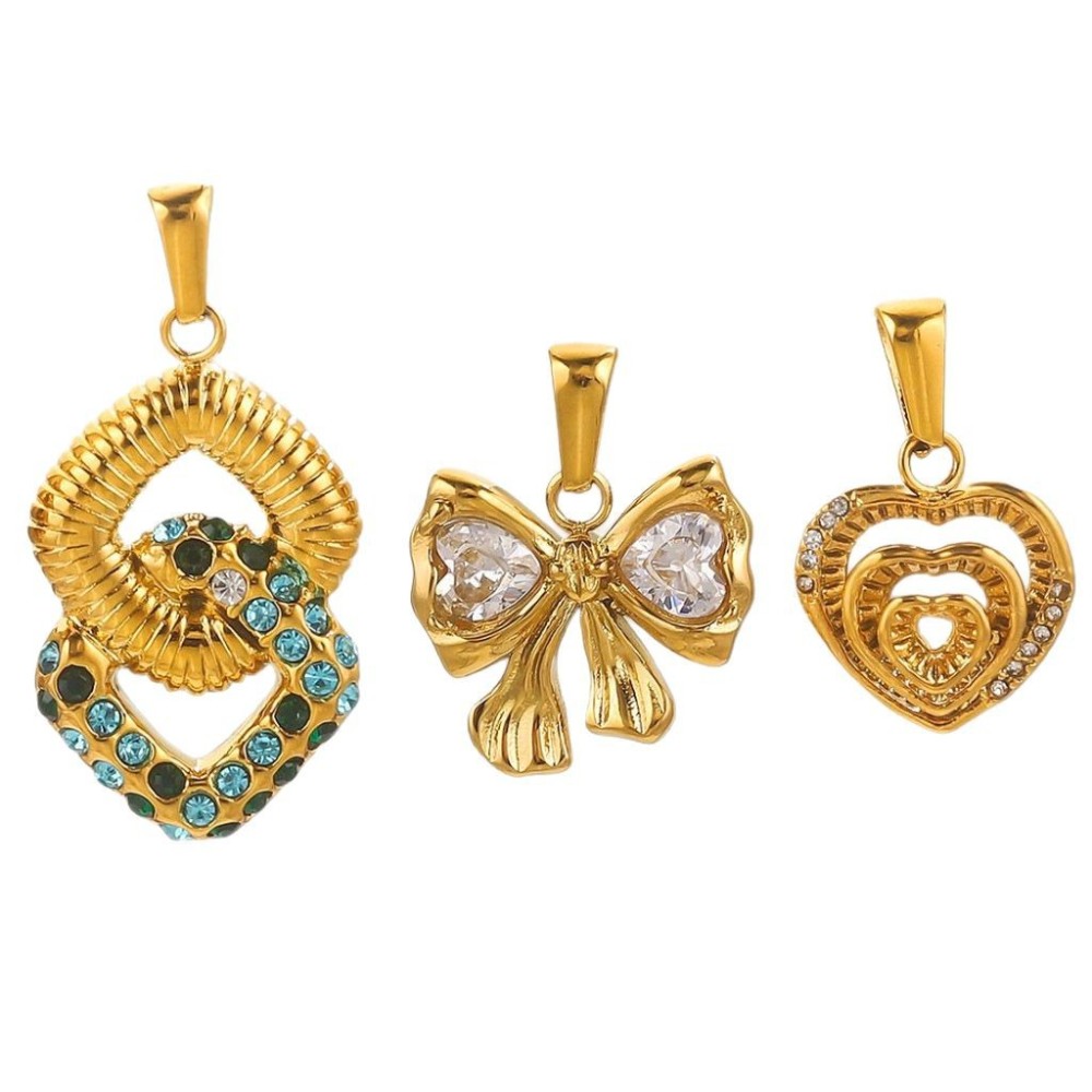 Pendentif Femme Étanche En Acier Inoxydable En Forme De Cœur Étincelant (1 Pièce) Image6
