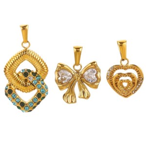 Pendentif Femme Étanche En Acier Inoxydable En Forme De Cœur Étincelant (1 Pièce) h5 Image6