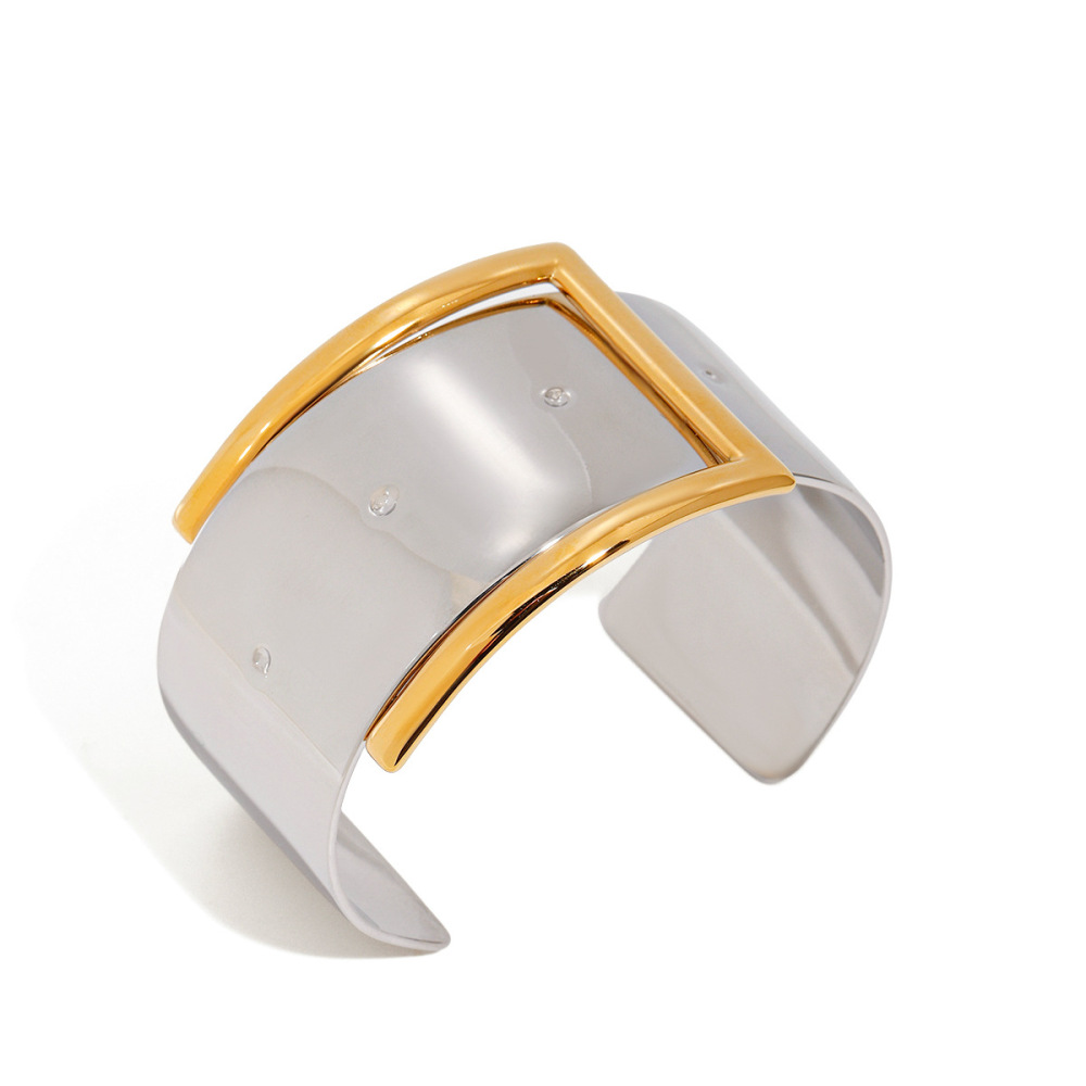 Bracelet Pour Femme En Acier Inoxydable Couleur Or, Style Géométrique, Série Simple, 1 Pièce Image5