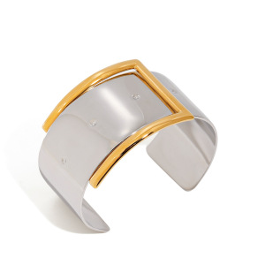 Bracelet Pour Femme En Acier Inoxydable Couleur Or, Style Géométrique, Série Simple, 1 Pièce h5 Image5