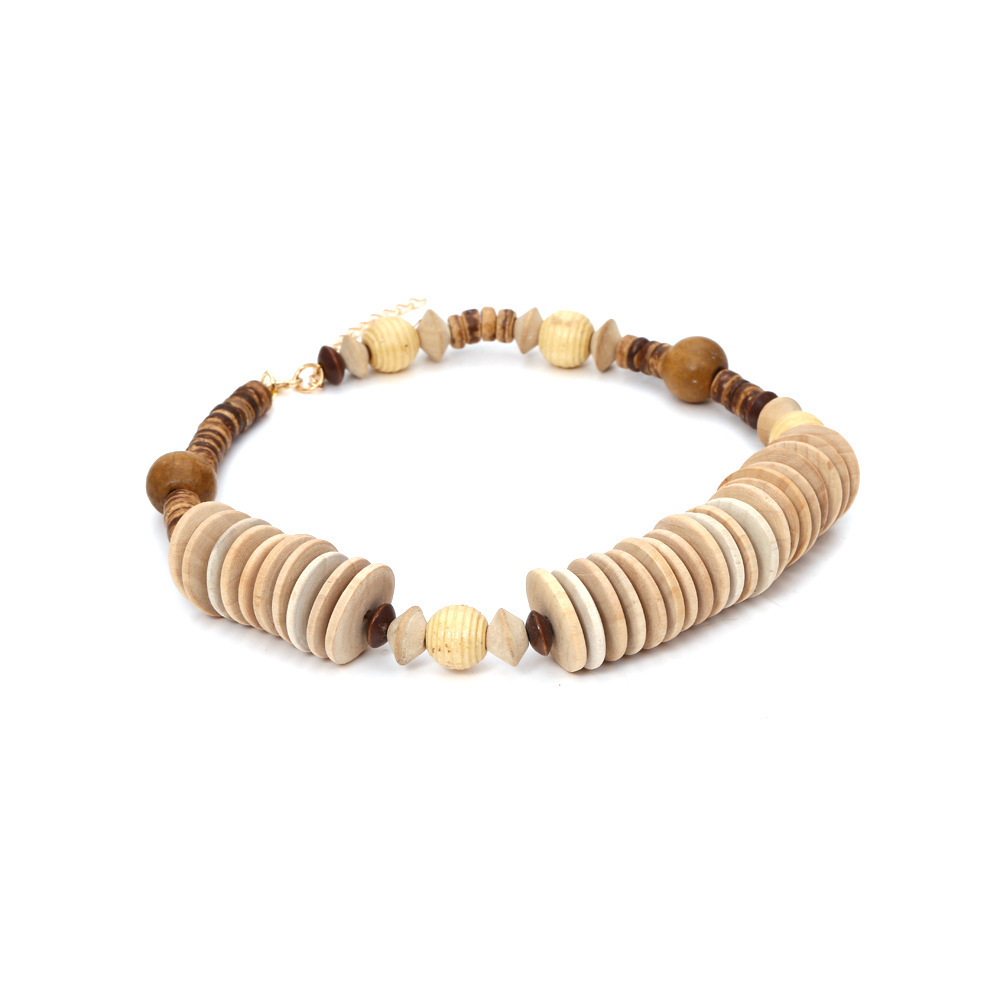 Colliers De Perles Rétro En Bois Pour Femmes, Série Simple, 1 Pièce Image4