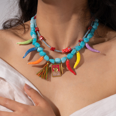 Colliers de perles pour femmes, élégants et colorés, en pierres naturelles