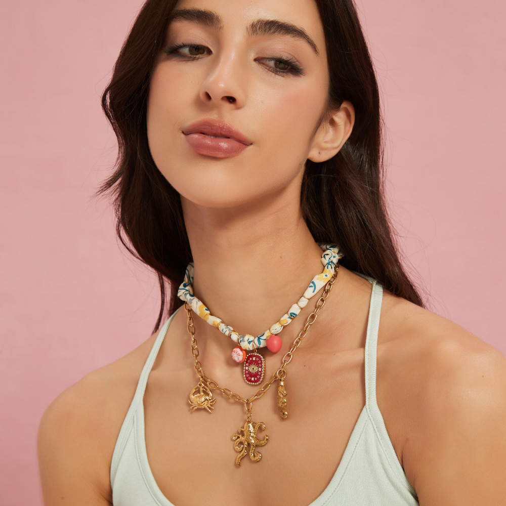 Colliers Pendentifs Pour Femmes, Série Organismes Marins, En Acier Inoxydable Étanche, Couleur Or Image6