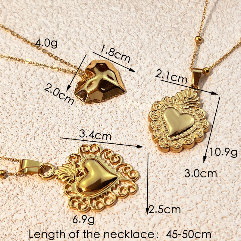 Colliers Avec Pendentif Cœur En Acier Inoxydable Étanche Couleur Or Image4