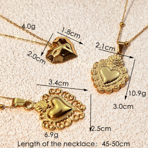 Colliers Avec Pendentif Cœur En Acier Inoxydable Étanche Couleur Or h5 Image4