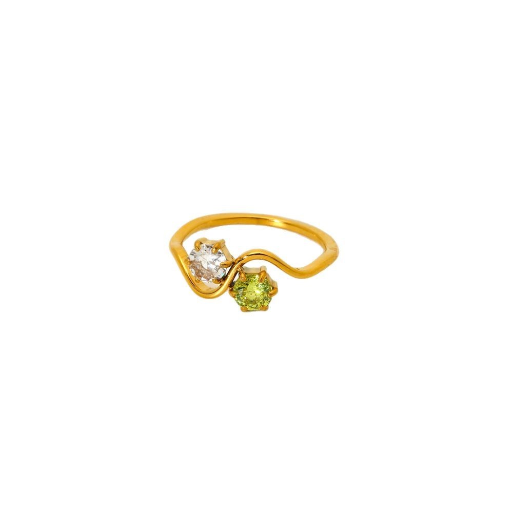 Bague Femme Étanche En Acier Inoxydable Doré, Motif Vague Simple Et Luxueuse (1 Pièce). Image5