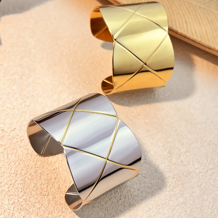 Bracelets Manchettes Étanches En Acier Inoxydable À Carreaux Multicolores 2