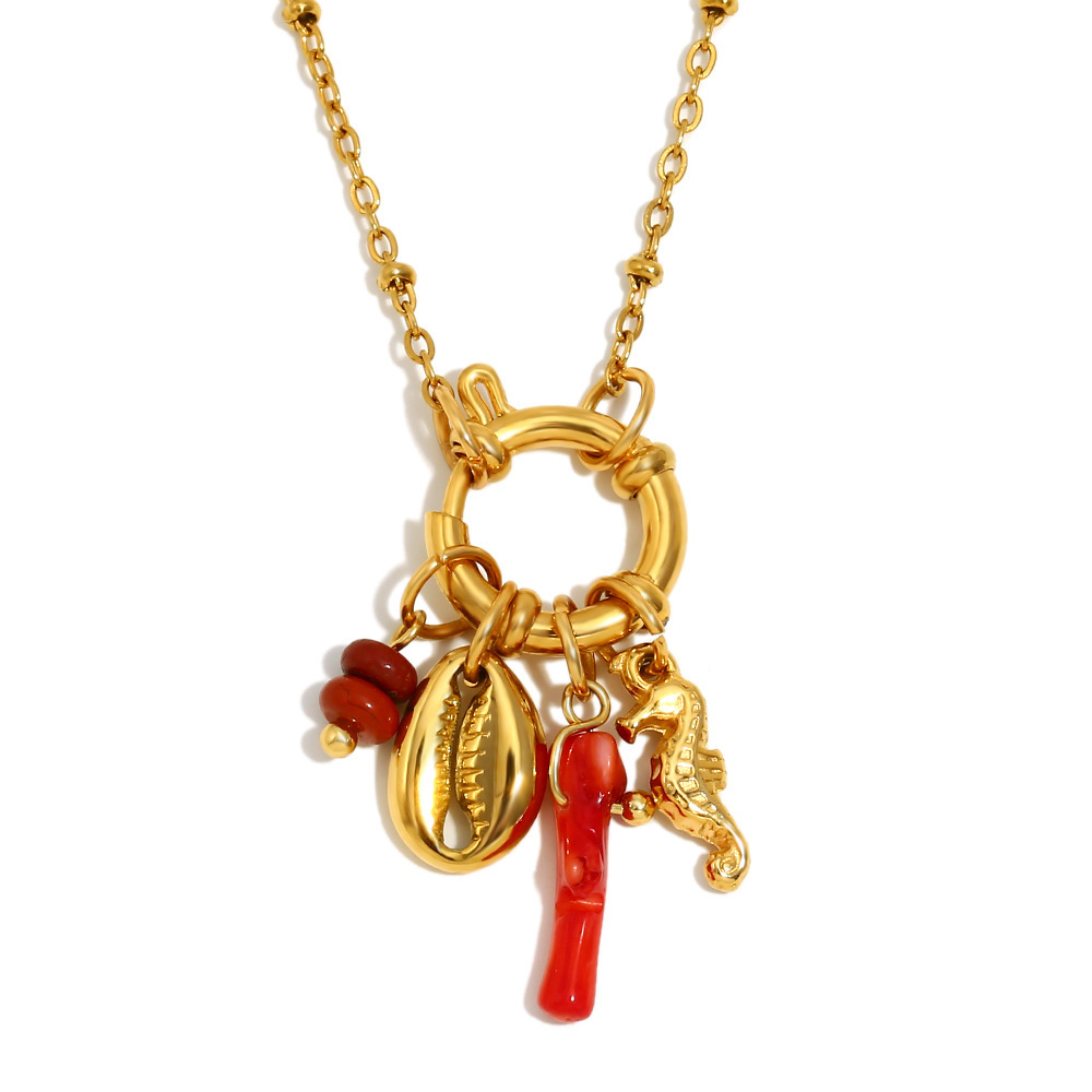 Collier Avec Pendentif Tortue De Vacances En Acier Inoxydable Doré Pour Femme, Série Simple, 1 Pièce Image7