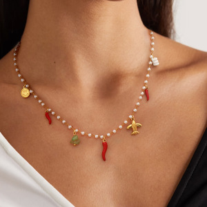 Collier Avec Pendentif En Acier Inoxydable Doré Pour Femme, Série Simple, , Perle h5 Image4