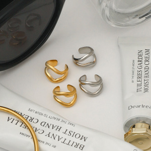 Boucles D'Oreilles Manchettes D'Oreille Simples, En Acier Inoxydable Uni, Étanches, Couleur Or h5 Image6