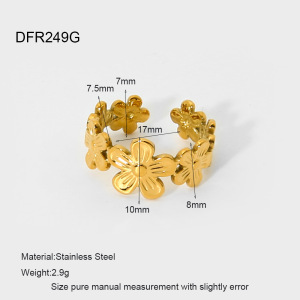 Bagues Pour Femmes En Acier Inoxydable Doré, Étanches, En Forme De Fleur, Légères Et Luxueuses h5 