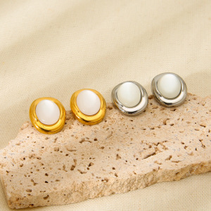 1 Boucle D'Oreille Élégante Et Simple, Ronde, En Acier Inoxydable Doré, Étanche, Pour Femme h5 Image3