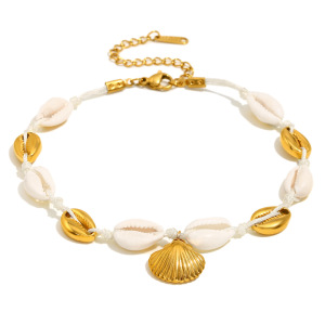 Bracelet De Cheville Pour Femme, Série Simple Vacation Turtle, En Acier Inoxydable, Couleur Or, Coquillage h5 Image7