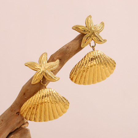 Boucles d'oreilles pour femmes Ocean Series Starfish Fashion en acier inoxydable étanches
