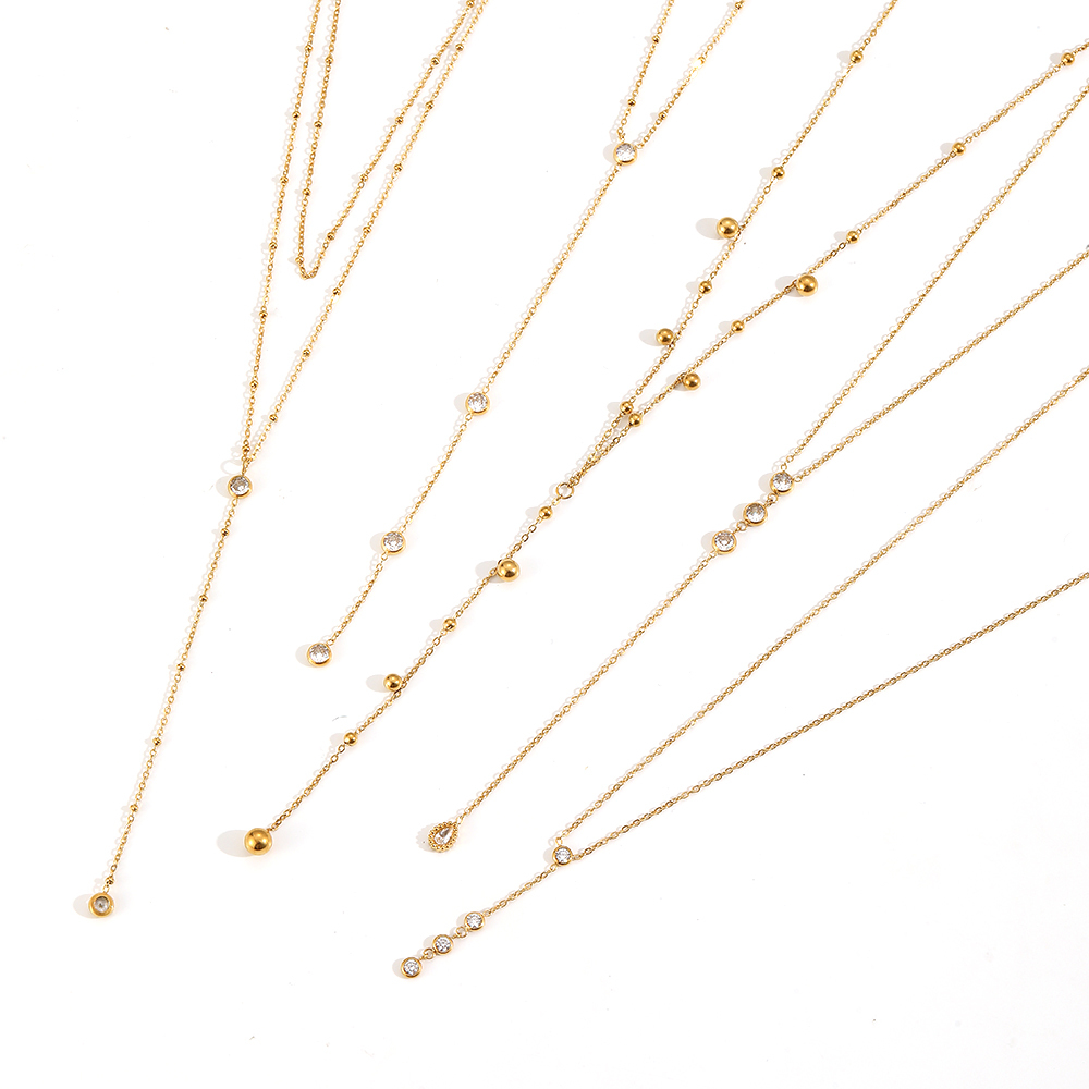Collier À Maillons Pour Femme, Collection Simple Series, En Acier Inoxydable, Couleur Or, Étanche, À Porter Au Quotidien (1 Pièce) Image5