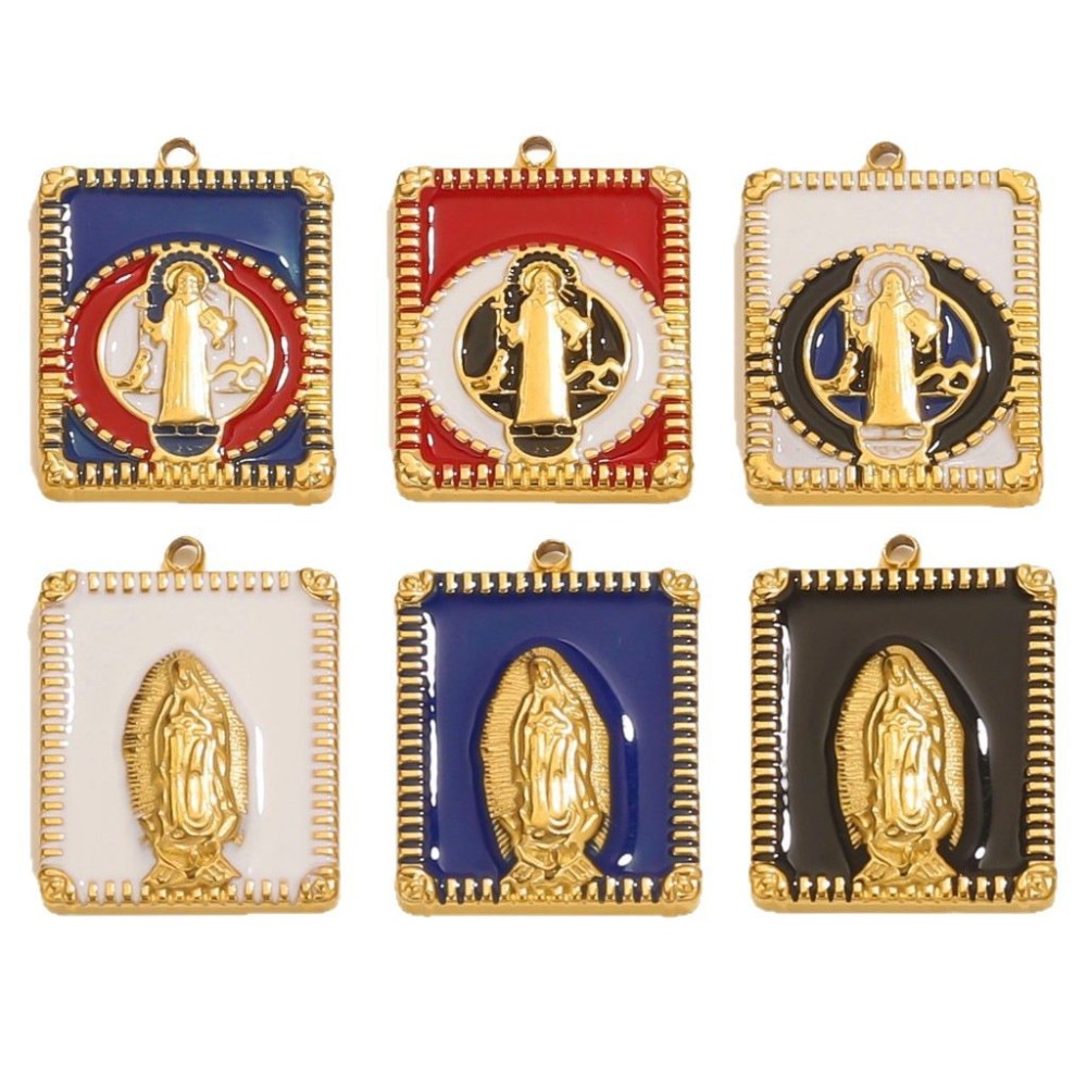 Pendentif Femme En Acier Inoxydable Doré, Motif Madonna, Étanche (1 Pièce) Image6