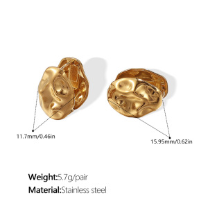 Boucles D'Oreilles Clous Géométriques En Acier Titane Doré h5 Image2
