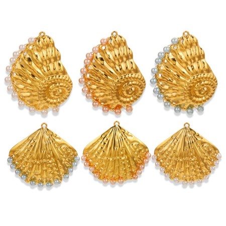 Pendentif femme élégant en forme de conque, en acier inoxydable étanche (1 pièce)