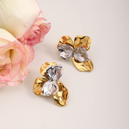 Boucles d'oreilles puces rétro à fleurs en acier inoxydable imperméable, couleurs assorties