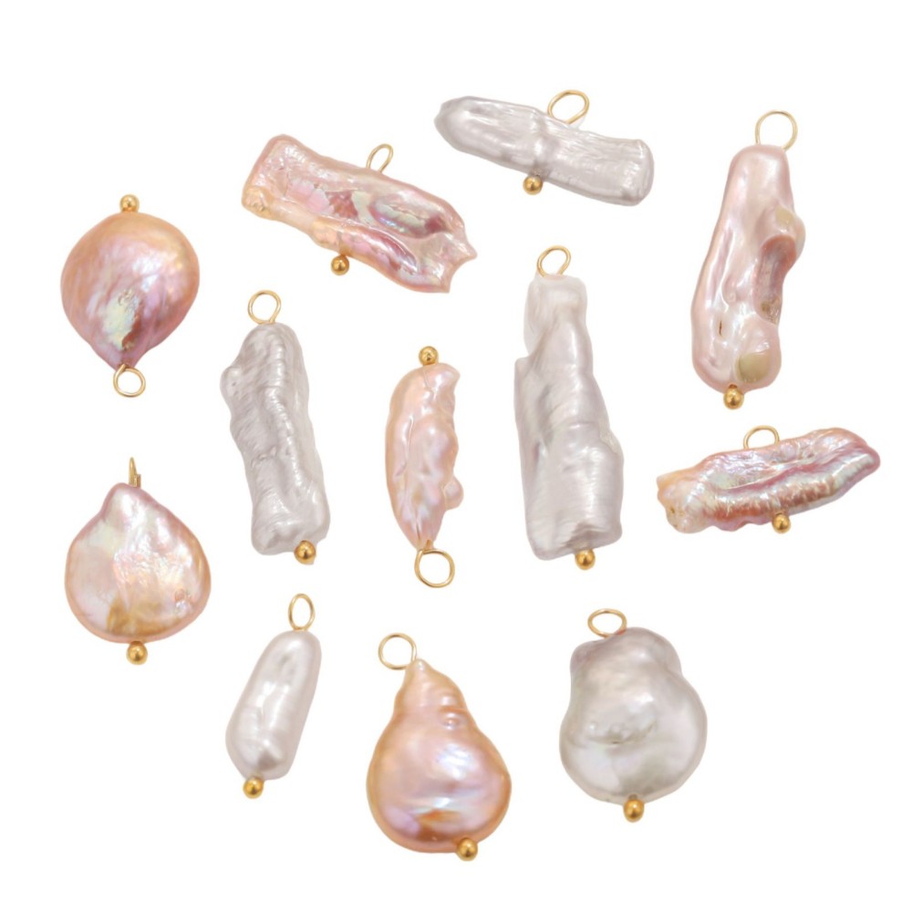 Pendentifs Glamour Pour Femmes, En Acier Inoxydable Étanche, Géométriques, Ornés De Perles D'Eau Douce h5Image5