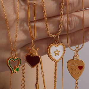 Pendentifs Daily Heart En Acier Inoxydable Étanche Couleur Or h5 Image3