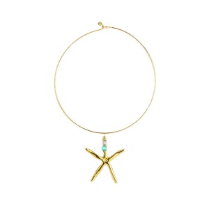 Collier Ras Du Cou Pour Femme, En Acier Inoxydable Imperméable Couleur Or, Motif Océanique h5 Image5