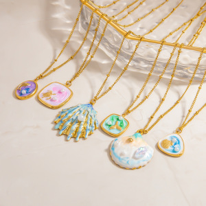 Colliers Pendentifs De Vacances En Acier Inoxydable Étanche Couleur Or h5 Image3