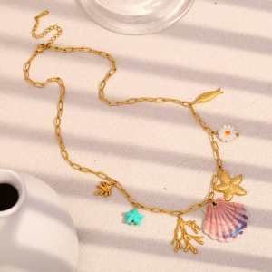 Collier Avec Pendentif Tortue De Vacances En Acier Inoxydable Doré Pour Femme, Série Simple, 1 Pièce h5 Image5