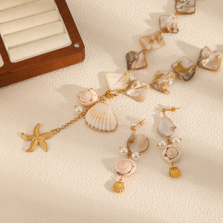 ensemble de boucles d'oreilles ins style oceanic en acier inoxydable couleur or 2