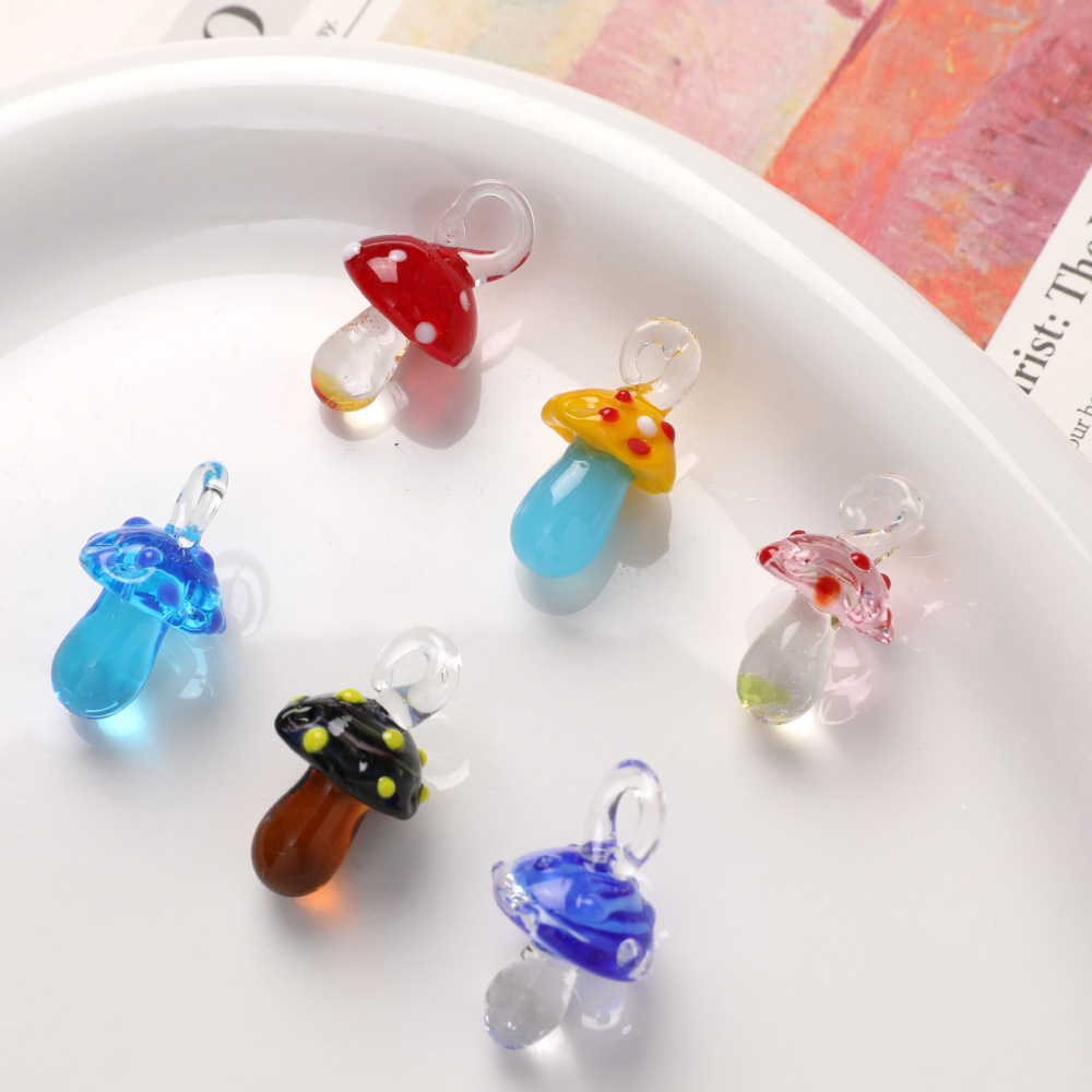 Pendentif En Verre Coloré En Forme De Champignon Pour Femme, 1 Pièce Image3
