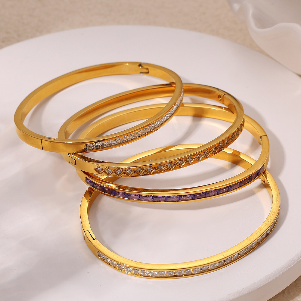 Bracelets Classiques En Acier Inoxydable Étanches Couleur Or Image3
