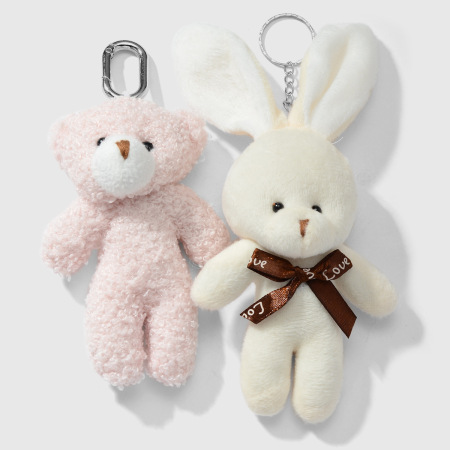 1 mini peluche mignonne ours lapin porte-clés pour sac 2