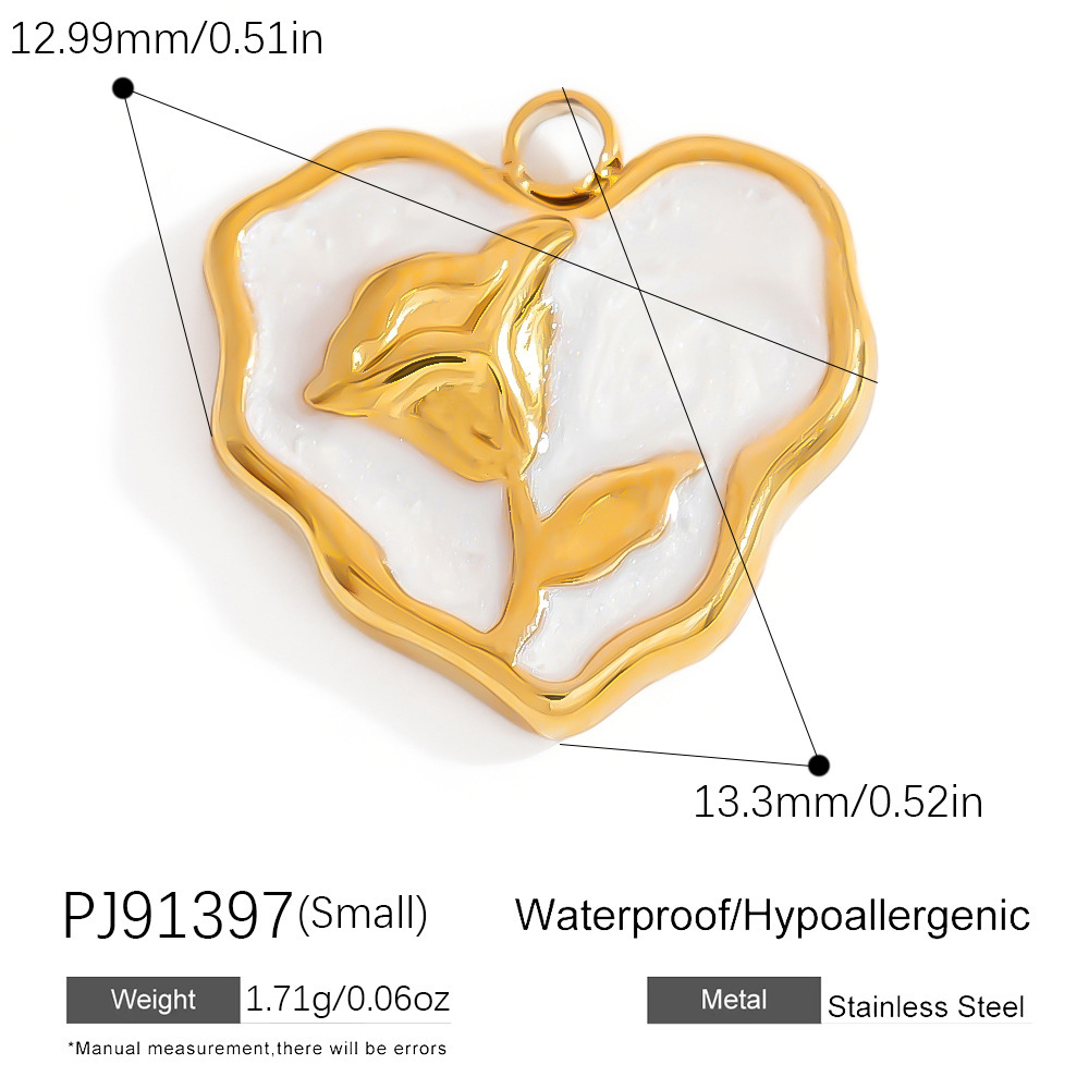 Pendentifs Pour Femmes En Acier Inoxydable Doré, Finition Fleur, Huilée À L'Huile, Étanches h5Image2
